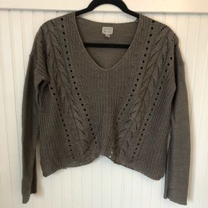 One star taupe sweater
